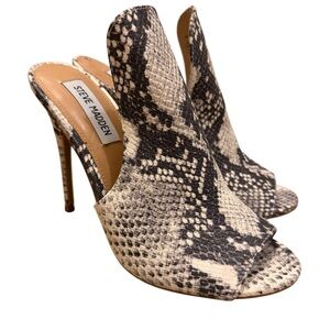 Steve Madden Black and Cream Snake Print Heels - Like New, Never Worn